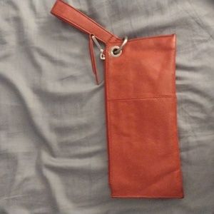 Red Leather HOBO Clutch Wristlet Wallet